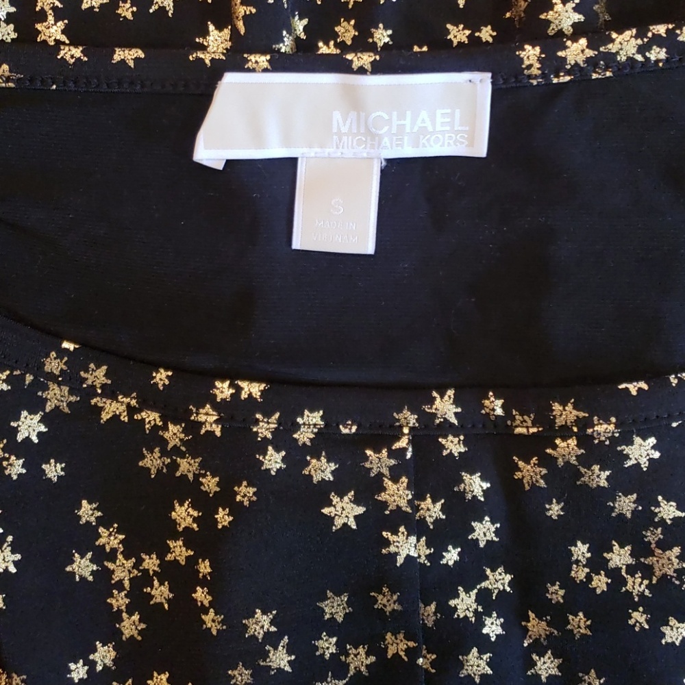 Michael Kors Black & Gold Metallic Stars Print Dress Size S - Picture 8 of 8